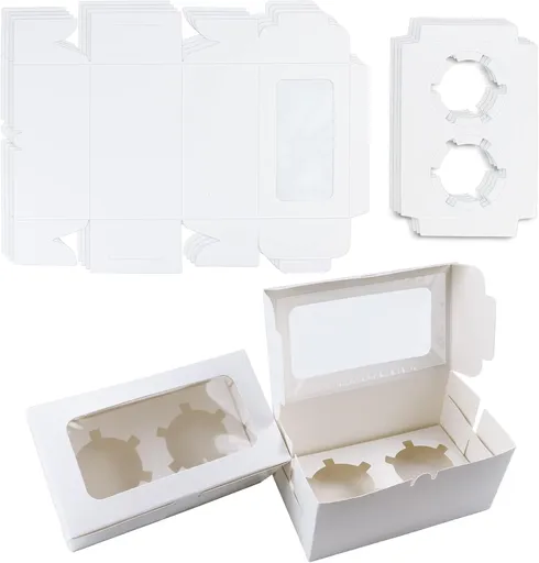 Cupcakedozen - With paper - 30 pieces - with 2 paper holders - Cupcake cases - Cake boxes - for birthday parties - Celebrations - Baking supplies - 16*9*7.5cm
