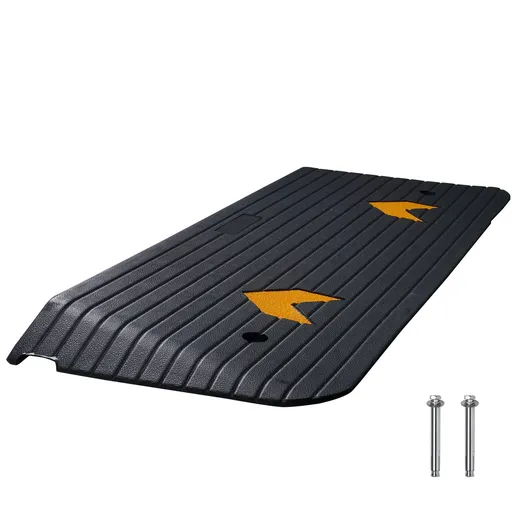Upgraded Rubber Threshold Ramp, 3.8 cm Rise Wheelchair Ramp Doorway, Natural Curb Ramp Rated 15 tons Load Capacity, Non-Slip Textured Surface Rubber Curb Ramp for Wheelchair and Scooter