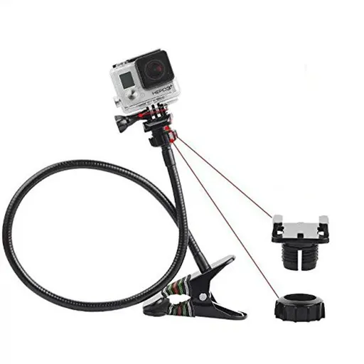 Flexible Gooseneck Clamp Mount for Action Webcam Mount - Flexible Desk Stand Clamp Gooseneck Stand （black）
