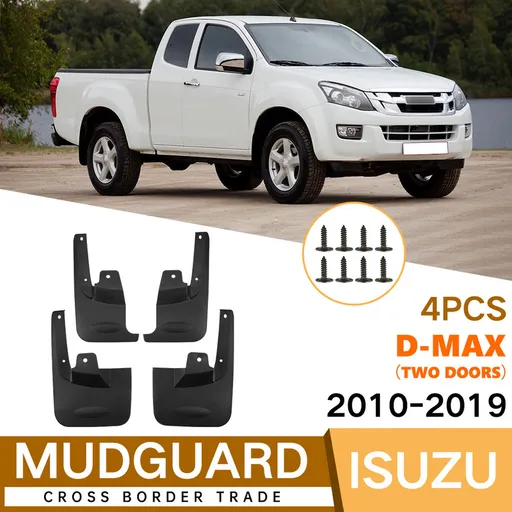 4Pcs Car Mud Flaps Splash Guards Fender Mudguards Fit Isuzu D-Max Two Doors 2010-2019 Front Rear Wheel Mud Guards with Mounting Screws