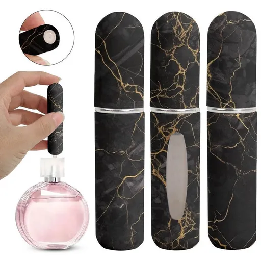 3-Pack - 5ml Portable Perfume Refill Bottles, Bottom-Fill Leak-Proof Travel Spray Bottles - Black