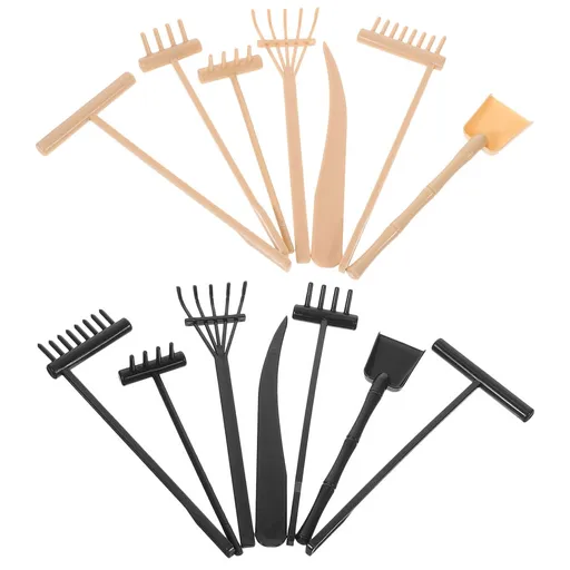 Worgeous 14pcs Mini Plastic Rakes Small Garden Rakes for Sand Table Crafts and Adornments Tools Set