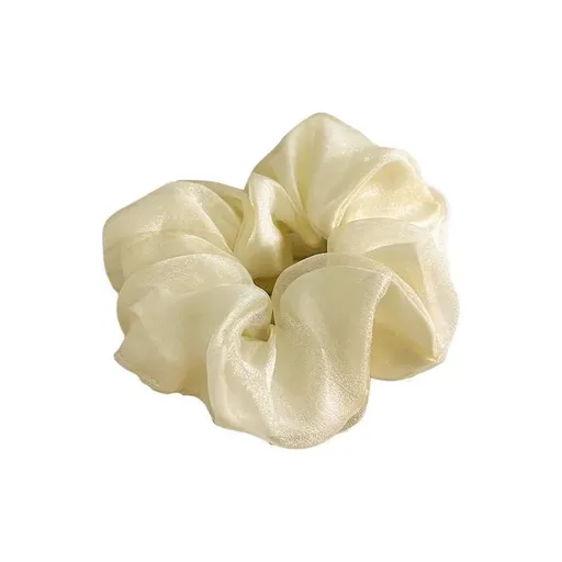 Double-Deck Solid Colour Organza Mesh Hair Scrunchies Ponytail Hairband Female - Beige