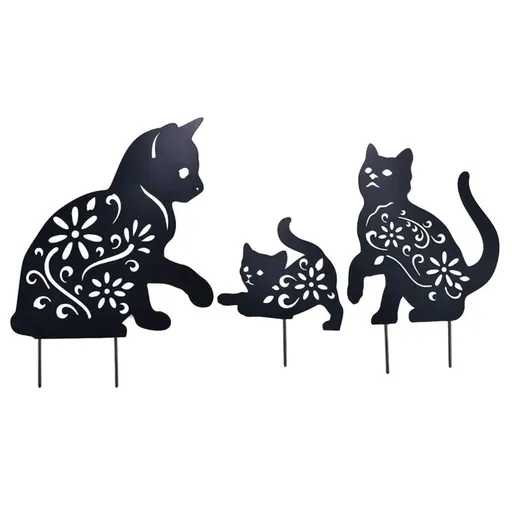 Cat Metal Stake Decorative Garden Stakes Black Cat Silhouette Garden Statues for Yard Outdoor Lawn Patios Garden Decoration