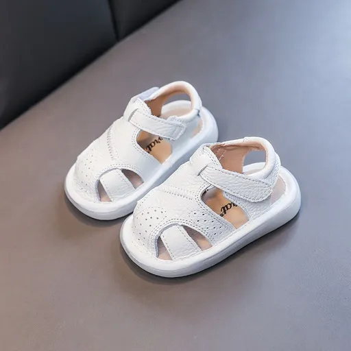 Baby Leather Sandals Bocai Cat Velcro Non Slip White 16 yards inner length 12.5