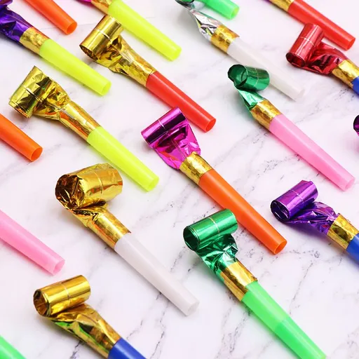 75 PCS Party Blower Blowouts Noisemakers, Birthday Blow Horns Party Whistles, New Years Party Noisemakers Random Color