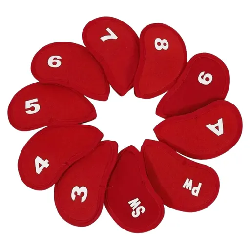 Number Print Golf Iron Club Head Covers 10pcs/Set Golf Head Covers | Golf Accessories with Corresponding Number Tags - Protect Your Driver Headcover Style & Durability red