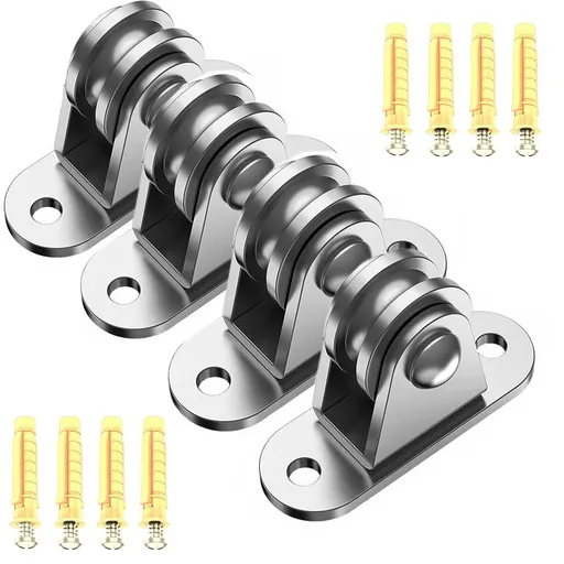 Small Pulley Block Silent Pulley Wheel Heavy Duty Fixed Pullies for Cord Material Handling Moving and DIY Project Wall Ceiling Mount Pulleys (4 Pack)