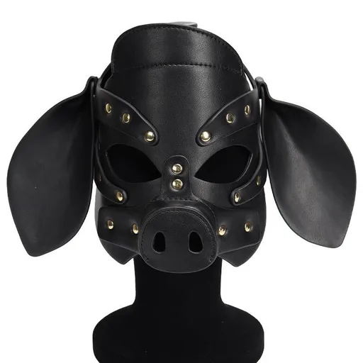 House Of Dasein Pig Head Mask Party Role Play Sexy Toy Supplies Bdsm Fetish Adult Costume - Black