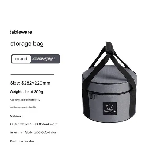 Portable Outdoor Kitchen Utensil Organizer,Waterproof Camping Cookware Storage Bag, Smoke Gray-Size L