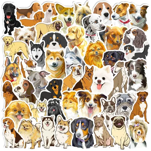 50Pcs Cute Dog Stickers for Kids Vinyl Dog Stickers for Water Bottles Laptop Waterproof Puppy Stickers Pack