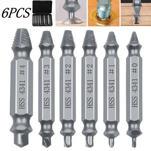6Pcs Damaged Screw Extractor Easy Out Set Bolt Stud Remover Drills Tools Kit Tap 2-12mm Quickly Extract The RustyBroken Screws