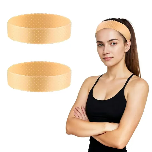 2 Pack Silicone Wig Grip Bands, No Slip Double Sided Elastic Wig Headbands, Skin Color Medium