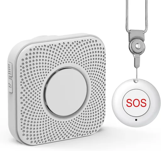 Wireless Nursing Call System for Elderly Monitoring Includes 1 SOS Call Button and 1 Receiver Nurse Call Alarm Home Elderly Call Button with 500+ FT Reception Range Suitable for Seniors/Patients