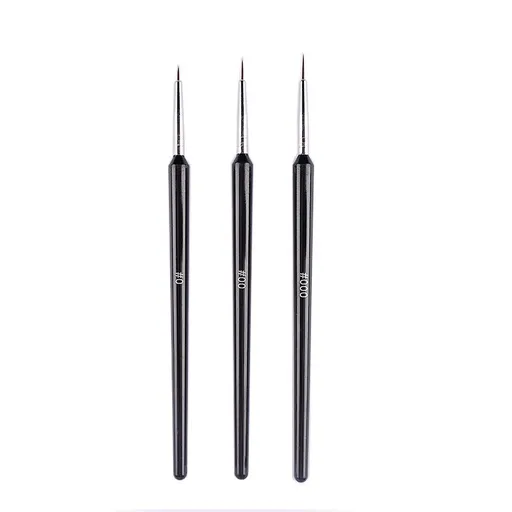 3 pcs Tiny Acrylic Nail Art Design Decoration Pen Brush Painting Drawing Tool /1Set Nail Art Tool Thin Nail Brush Black Color