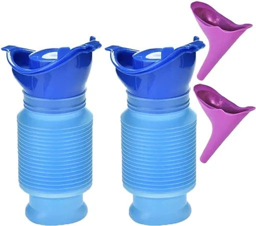 2 Pack Reusable Unisex Urinal Toilet Kit for Camping and Car, 750 ml