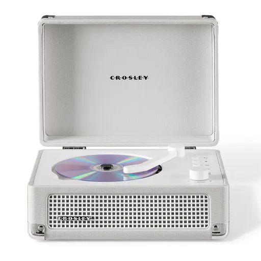 Crosley Cruiser Portable Retro CD Player with Stereo Bluetooth Speakers, FM Radio - White Sands