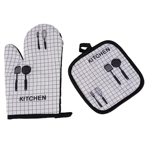 Oven Mitts ! Oven Mitts and Pot Holders Sets, Heat Resistants Oven Mitts Soft Cotton Lining and Non-Slip Surface Safes for Baking, Cooking, Bbq, Include 1*Glove, 1*Insulation Pad B