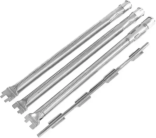 4 Piece Stainless Steel Gas Grill Burner Tube Set with 3 Burners and Crossover Tube for Weber Spirit 300 Series, 46 cm, Silver