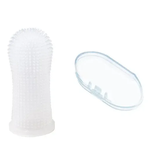 Dog Cat Super Soft Pet Finger Toothbrush Teeth Silicone Brush Care Cleaning - Clear