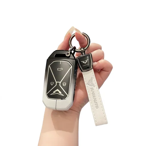Kaiyi Kunlun Key Case Fragrant Car Island Zinc Alloy Standard Option b: gradient black & white single bag + white leather cord clasp