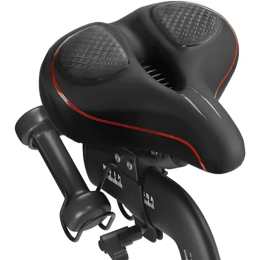 Comfortable unisex bicycle saddle with double shock absorbers, breathable waterproof ergonomic design, red