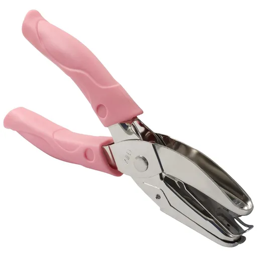 1/16 Inch Small Mini Tiny Shaped Circle Handheld Hole Paper Punch Puncher, Small Circle Metal Punch with Pink Soft Handheld Grip for Tags Clothing Ticket(1 Pack)
