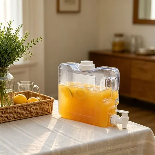 Plastic Drink Dispenser with Spout Large Capacity Water Beverage Container for Parties Picnics and Daily Use - 1 Gallon Rectangular Pitcher for Lemonade Iced Tea Juice Outdoor Entertaining Home