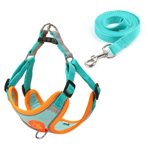 Benasen Reflective Dog Harness Vest Fabric Green XS Lake Blue S (Recommended for 3.50 kg-7.50 kg pets)