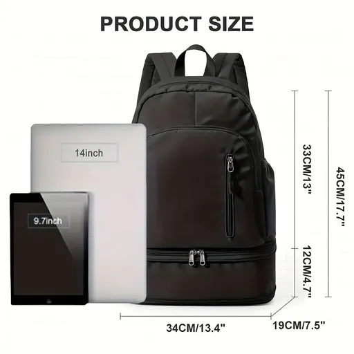 Travel Backpack Shoe Compartment Durable Backpack Travel Accessories Carry-On - Black - Size Regular