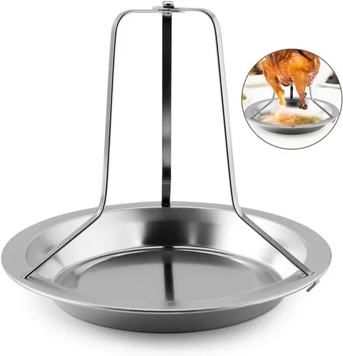 Chicken Grill - BBQ collection - Suitable for oven or barbecue - Chicken Grill for the Barbecue - Chicken Grill - Chicken Holder - Grilling Chicken - Chicken holder - Easy to clean - Removable - Beer Can Chicken - Stainless Steel - Silver