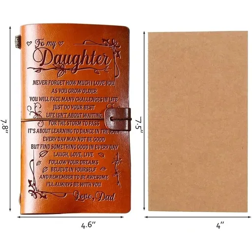 Daughter Gift from Dad, GIFTRRY to My Daughter Leather Journal, Page Refillable Writing Journal, Graduation Birthday Gifts