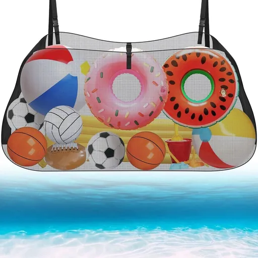 Pool Float Storage Bag Pool Storage Bag Pool Toy Storage Swimming Pool Bag Large Hanging Net Bag Swimming Pool Accessories Toy Organizer for Pool Fence and Beach, Blue