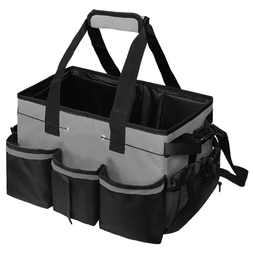 Gray Cleaning Kit - Multi-Purpose Cleaning Supplies Organizer Bag