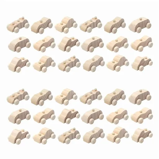 36 Pack DIY Wood Car Toys Unfinished Wooden Cars to Paint Wooden Craft Cars for Home Activities Craft Projects Family