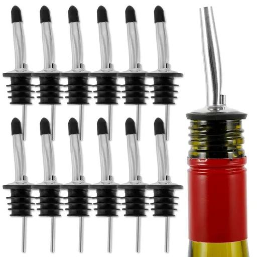 12 Wine Pourers Bottle Stoppers Stainless Steel Drink Spouts Liquor Bar Oil Flow