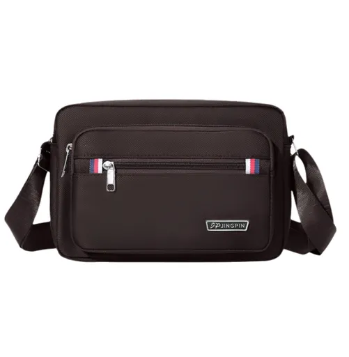 Brown Dual-Style Men's Oxford Cloth Crossbody Bag Bundle - Oxford Cloth Business Shoulder Bag, Multi-Functional Large Capacity, Fits 8-inch Tablet