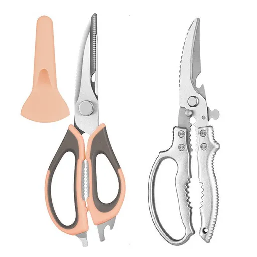 2-Pack Kitchen Scissors Set, Heavy-Duty Chicken Bone Shears & Detachable Kitchen Shears, 3Cr13 Stainless Steel & Magnetic Sheath - Pink