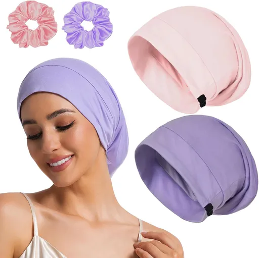 Sleep Cap Bonnet for Sleeping Black Women Men, Adjtable Cooling Lining Bonnets for Curly Hair Wrap Braids Beanie Night Hat