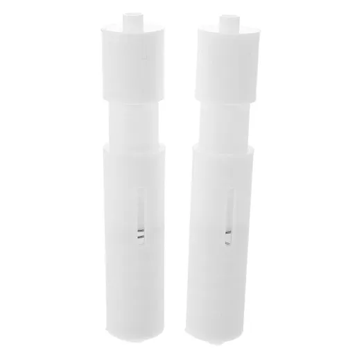 2-Pack White Plastic Toilet Paper Holders with Spring Loaded Design for Bathroom and Home Use