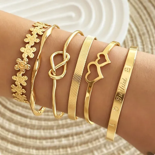 Retro Irregular Bangle Set Women Stackable Bracelet Set Fashion Hand Jewelry 632501 Ideal Christmas Gift