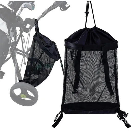 Golf Push Cart Storage Bag,Golf Cart Organizer, Backside Extension Storage Bag,Closure Push Cart Net Mesh Accessories（black 60x41cm）
