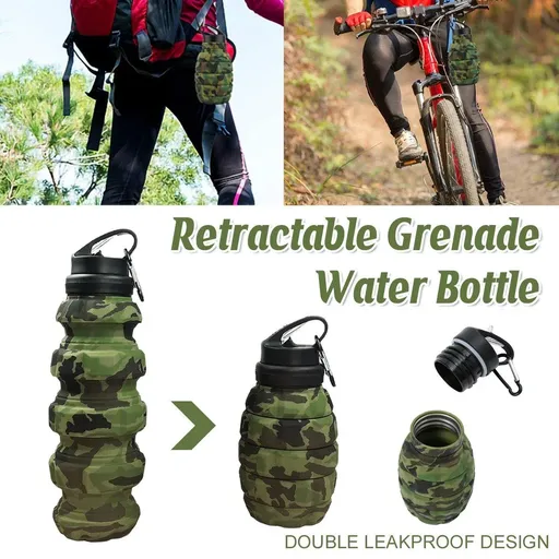 Plastic Grenade Water Bottle Silicone Riding Sports Kettle Retractable Folding Water Bottle