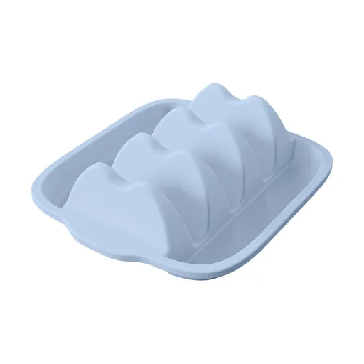Light Blue Silicone Taco Holder Tray - Creative Non-Slip Corn Taco Serving Rack with 4 Compartments