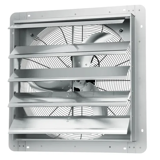 Shutter Exhaust Fan, 610 mm High-speed 1400RPM 2892 CFM, Aluminum Wall Mount Attic Fan with AC-motor, Ventilation and Cooling for Greenhouses, Garages, Sheds, Shops