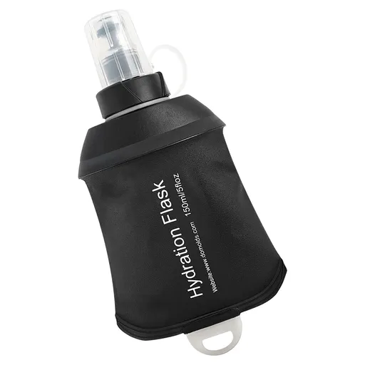 Collapsible Water Bottle Reusable Foldable Roll-Up Bottle Lightweight Space Saving for Hiking Camping Travel Sports Black - 150ML