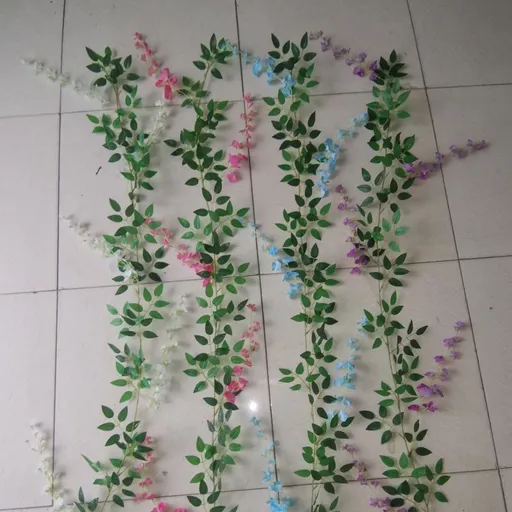 Artificial Wisteria Garland Fake Wisteria Vine Hanging Bush Flower String Greenery Garland with Flower Wedding Home Party (4pcs）