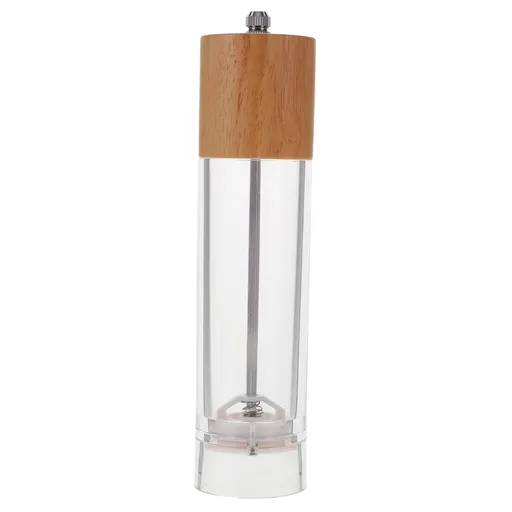 Handheld Pepper with Refillable Glass Container and Wood Cover Refillable Pepper Mill Coffee Bean Container Salt