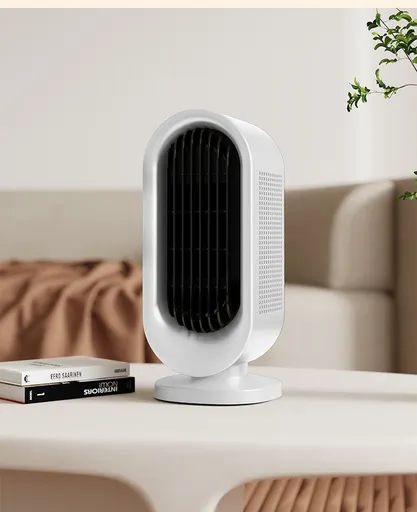 Desktop Vertical Space Heater with Remote Control, Fast Heating PTC Electric Fan Heater, Portable Mini Winter Electric Space Heater for Bedroom Office Home Indoor Heating（White）