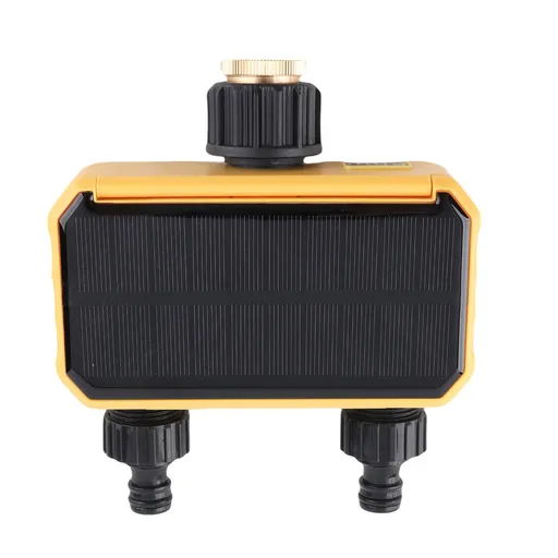 Solar Sprinkler Timer 2 Outlet Auto Timing Rain Delay Water Timer for Garden Yard Irrigation